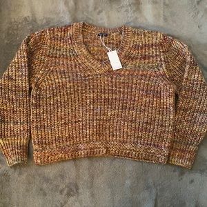 Brown Knit V-Neck Sweater
